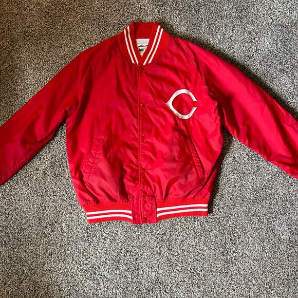 Rare VTG PYRAMID Cincinnati Reds MLB Baseball Full Zip Jacket 70s 80s Red - Picture 2 of 7